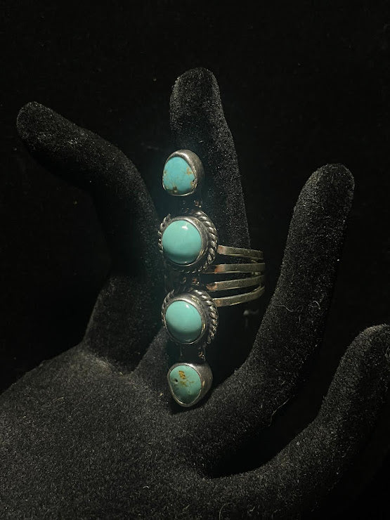 Four Stone Sterling Silver Ring | Real Turquoise - Regul Silver