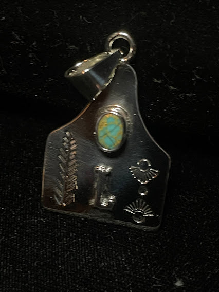 Sterling Silver Real Turquoise Pendant| Initial Jewelry - Regul Silver