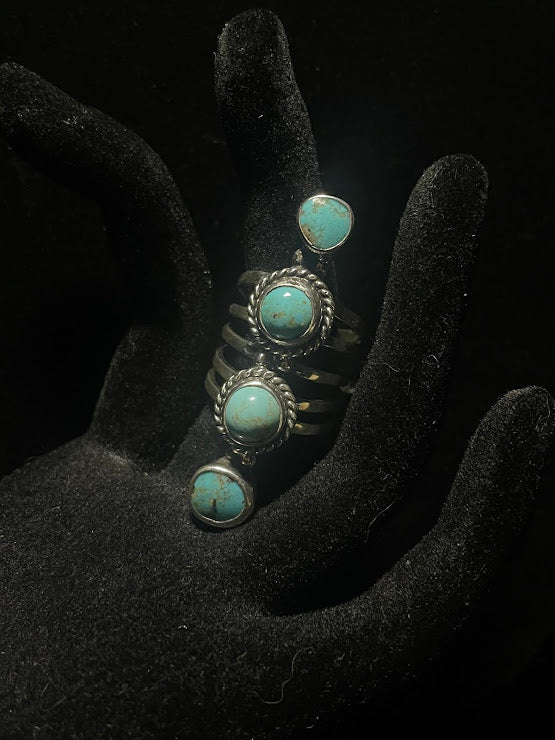 Four Stone Sterling Silver Ring | Real Turquoise - Regul Silver