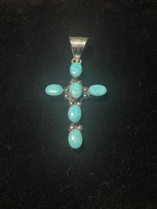 Turquoise & Sterling Silver Classic Cross Pendants - Regul Silver