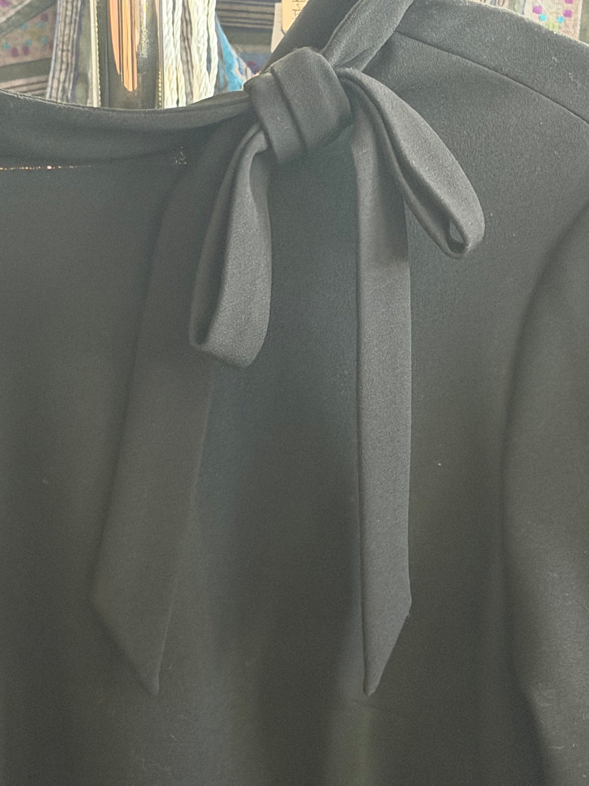 Calvin Klein black dress, bow neckline detail