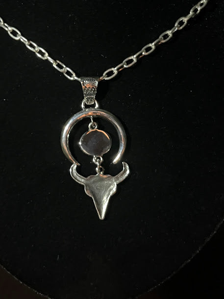 Turquoise Crescent Longhorn Bull Skull Necklace - Connie Consignment