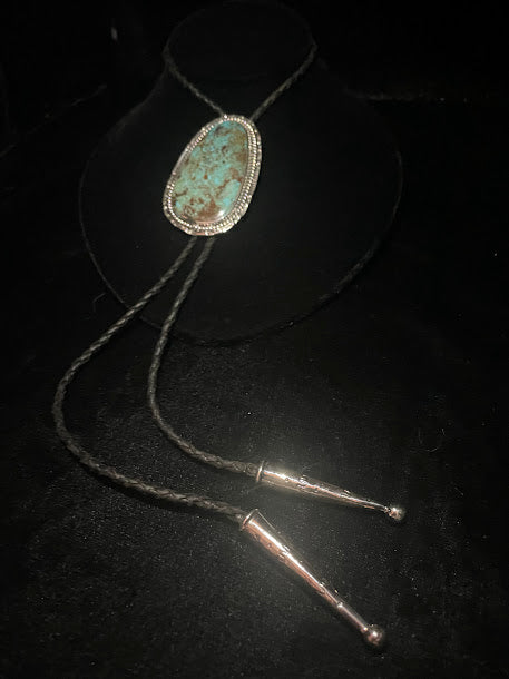 Bolo Ties | Rustic Western Leather and Authentic Genuine Turquoise - Regul Silver