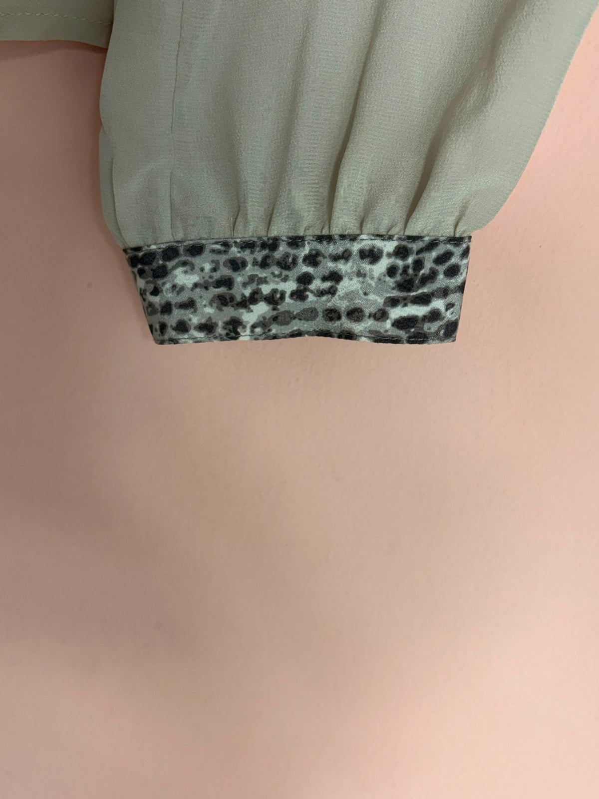 Banana Republic blouse, snakeskin trim cuff detail