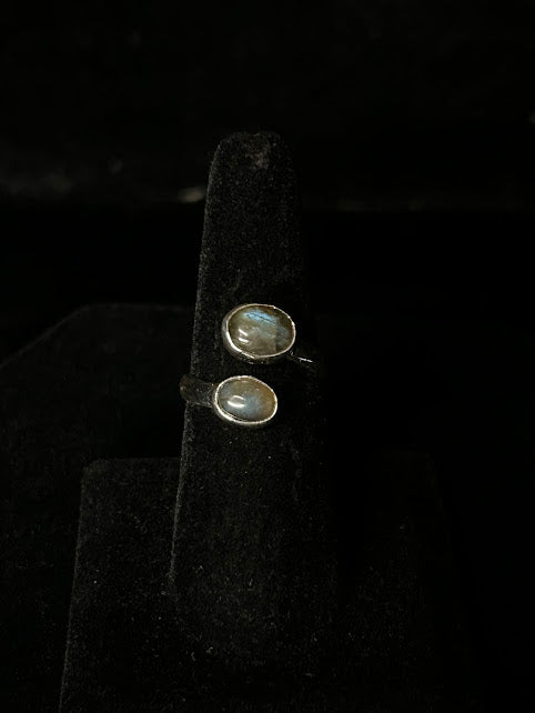 Adjustable Two Stone Assorted Gemstones Sterling Silver Rings - Regul Silver