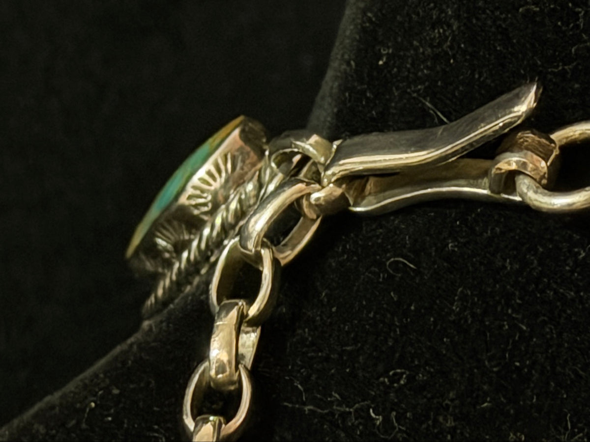 Turquoise Lariat Necklace 110g - hook clasp detail - Regul Silver