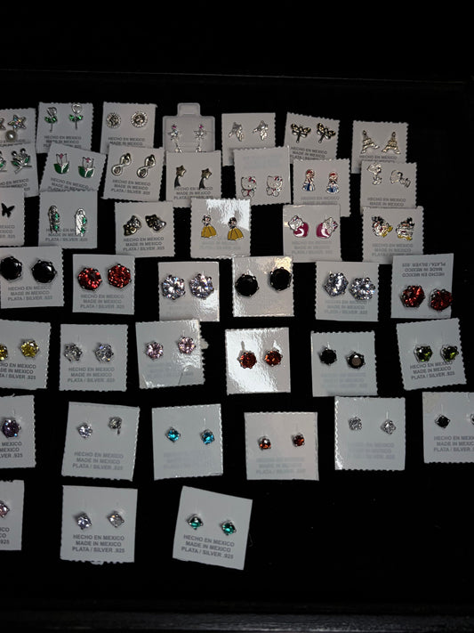 Gemstone Stud Earrings-Variety Collection - Regul Silver