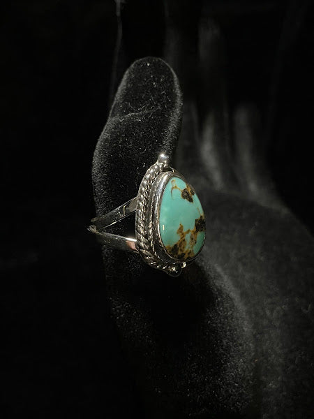 One Stone Southwest Blue Turquoise Ring | Split Design - Regul Silver