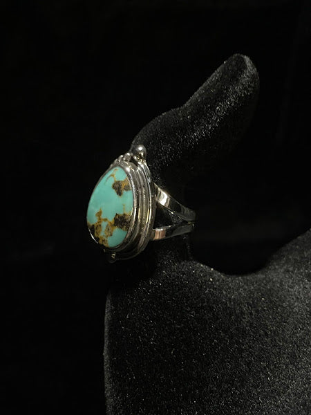 One Stone Southwest Blue Turquoise Ring | Split Design - Regul Silver