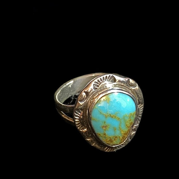 Sonoran Blue Turquoise Ring | Sterling Silver Native Design | - Regul Silver