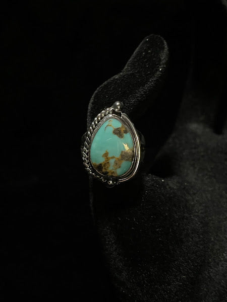 One Stone Southwest Blue Turquoise Ring | Split Design - Regul Silver