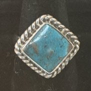 Nacozari turquoise square solitaire ring in sterling silver, size 7