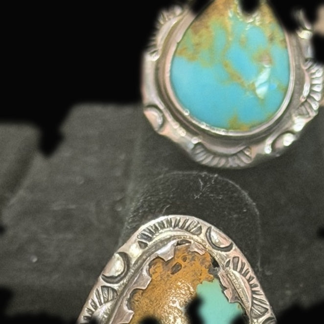 Genuine Turquoise Oval Ring | Honey Top — black background