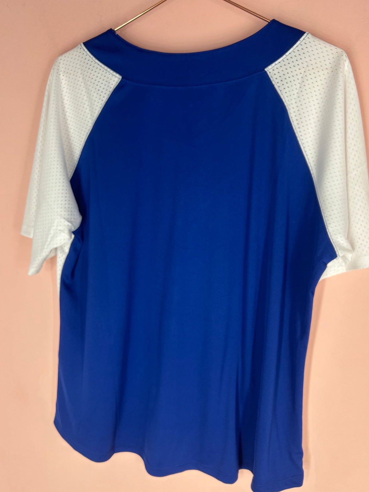 Back view of baseball Jersey for Women, Texas Rangers Royal Blue, CSA