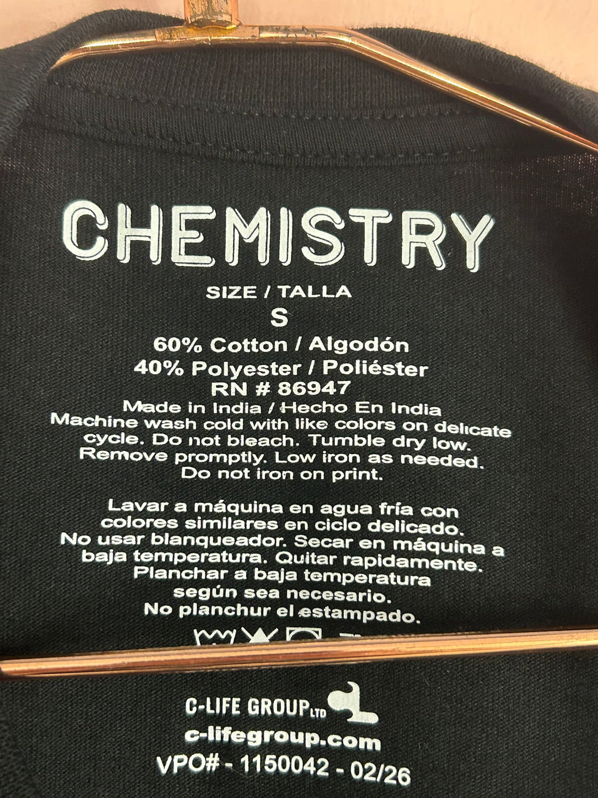 Label view of western Graphic Tee for Women, 'Cowboys & Beer', Chemistry