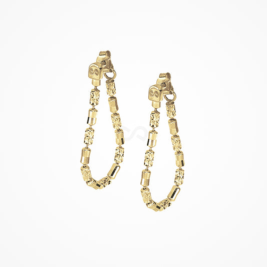 Barrel link hoop earrings in sterling silver with 18K gold plate, DESMOS product photograph