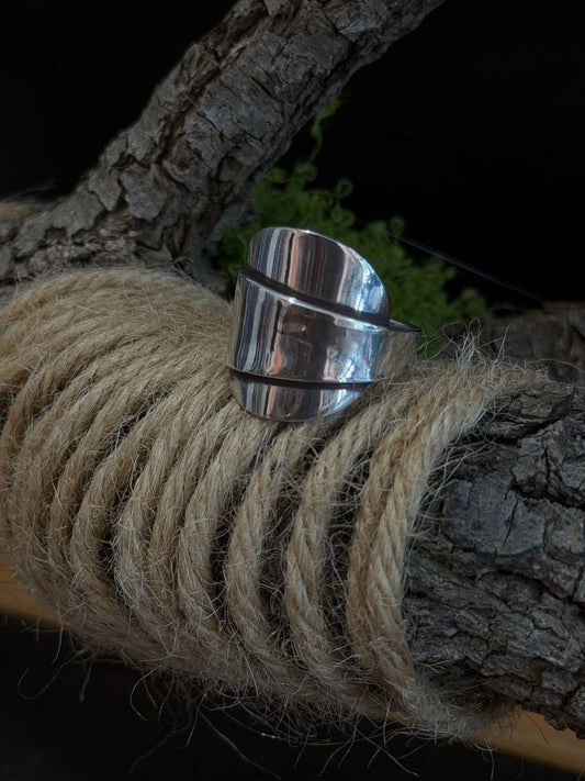Front view of DM26 Sterling Silver Wrap Ring