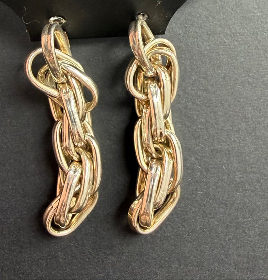 Back view of chain-Link Dangle Earrings - Sterling Silver