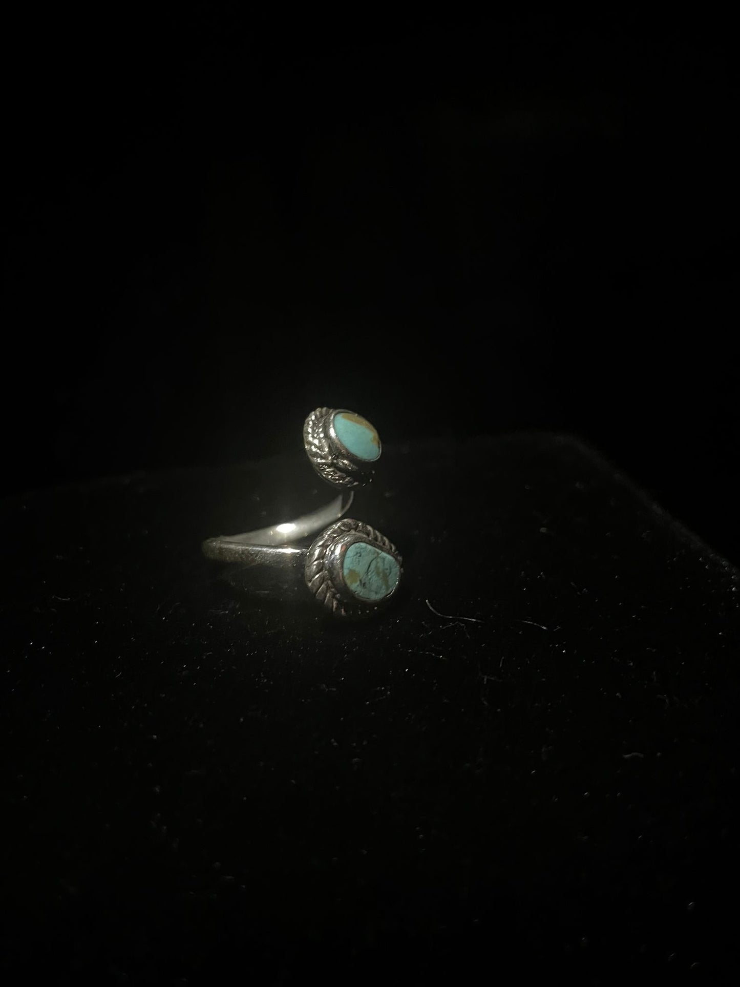 Western Rodeo-Themed Two Stone Turquoise Ring - Regul Silver
