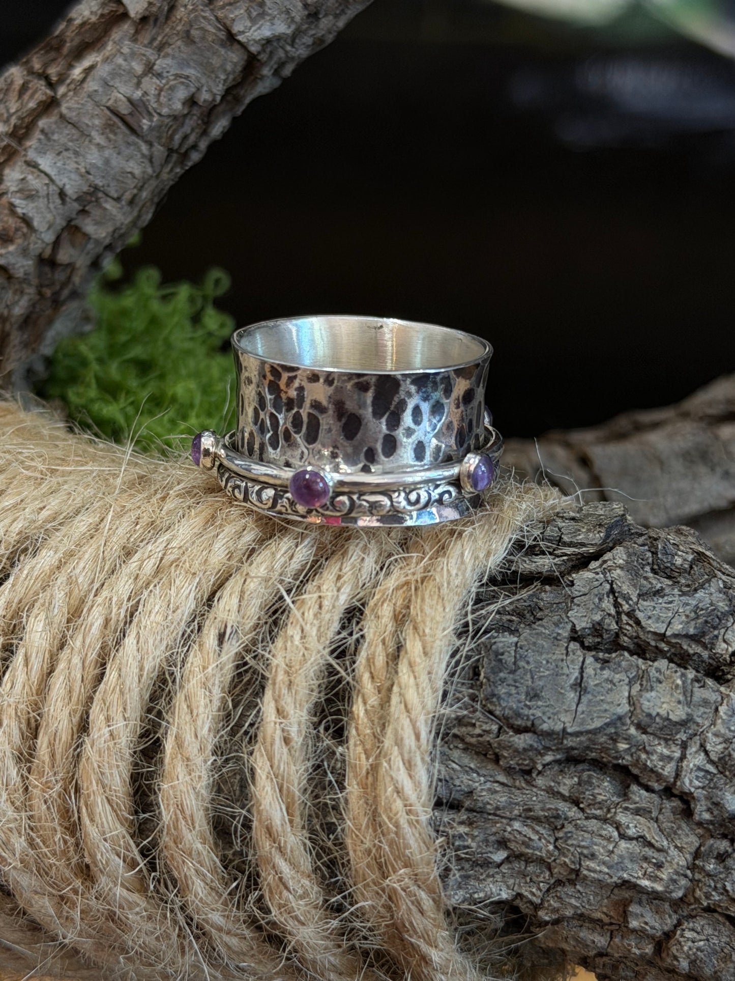 Blue Turquoise Spinner Ring - Regul Silver