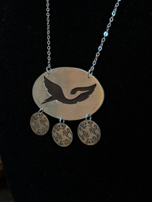 Abstract Necklace With Charms/Nature-Inspired Pendant - Regul Silver