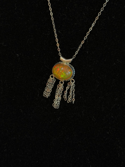 Authentic Opal Cabochon Necklace - Regul Silver