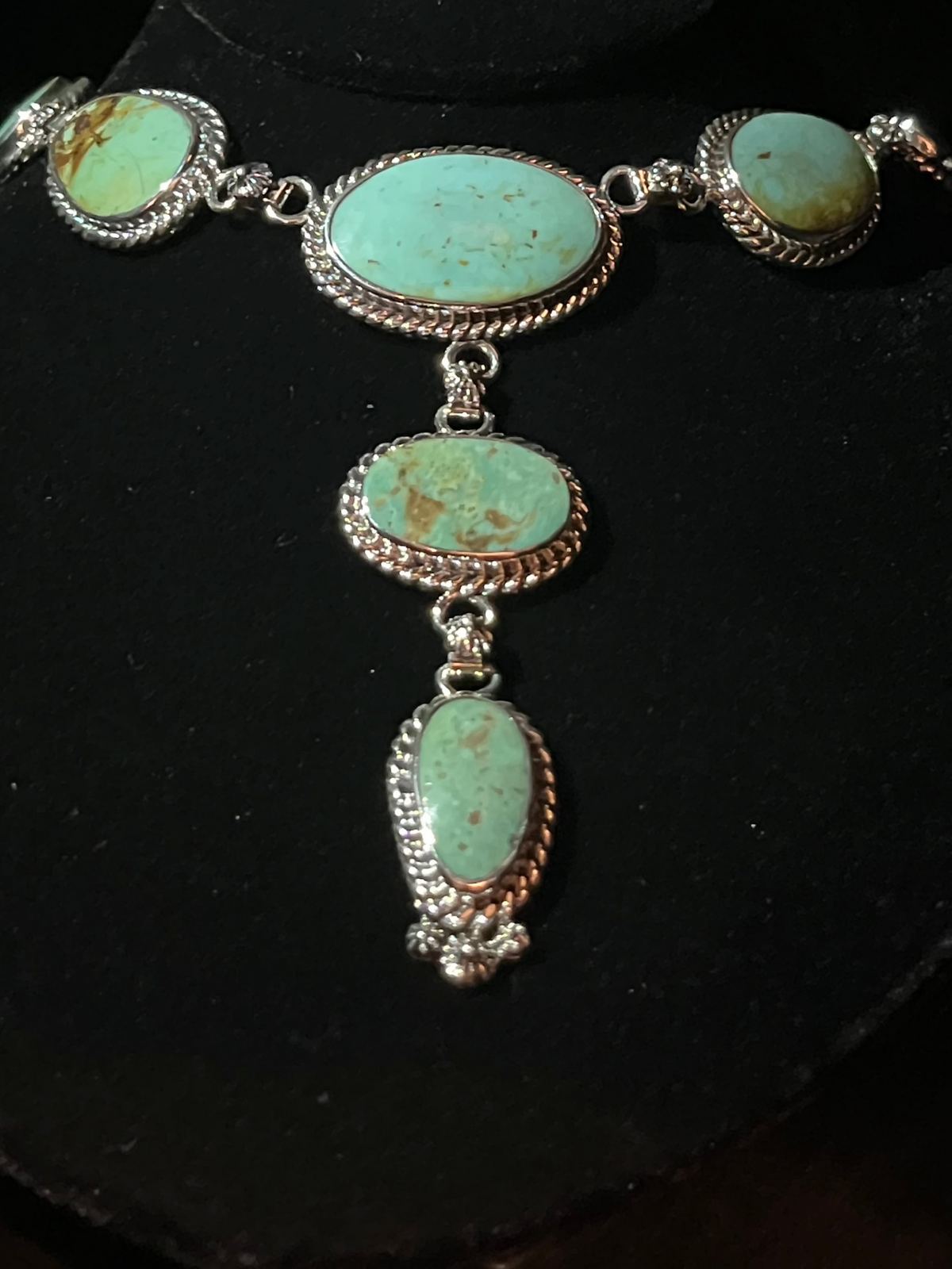 Sterling Silver Turquoise Lariat Necklace - Connie Consignment