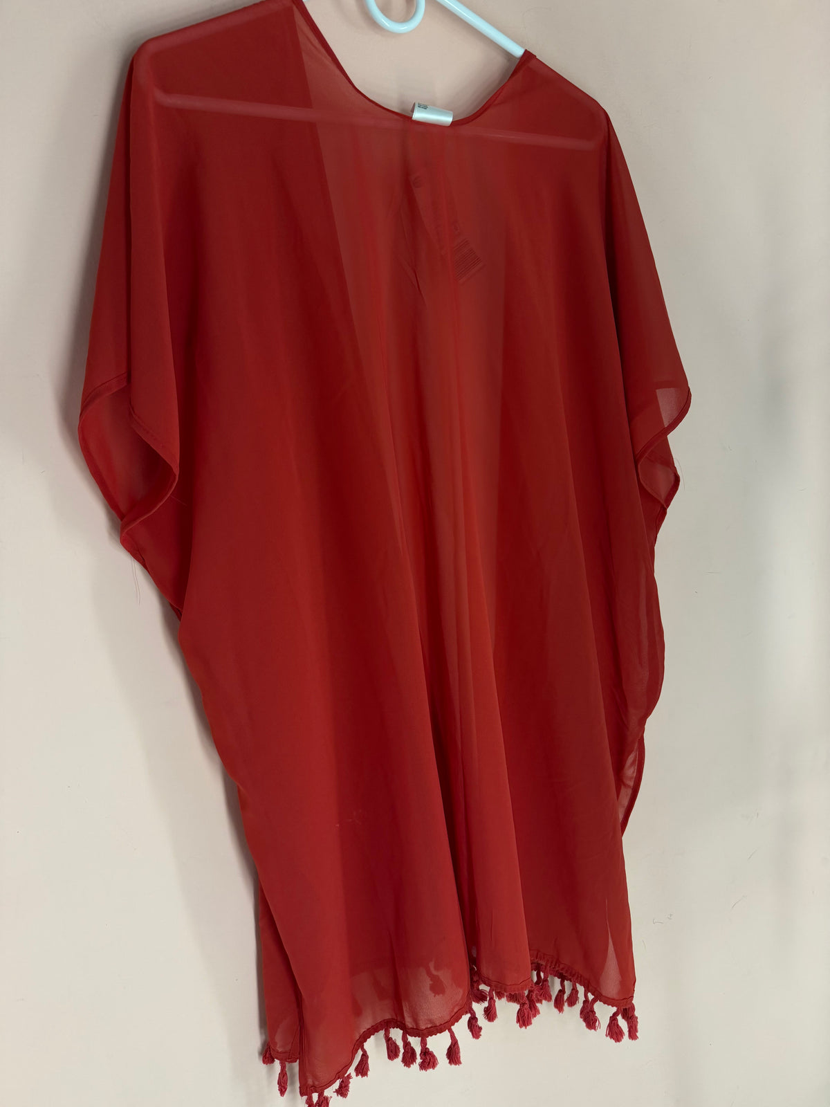 Serra rust sheer scarf wrap, back view