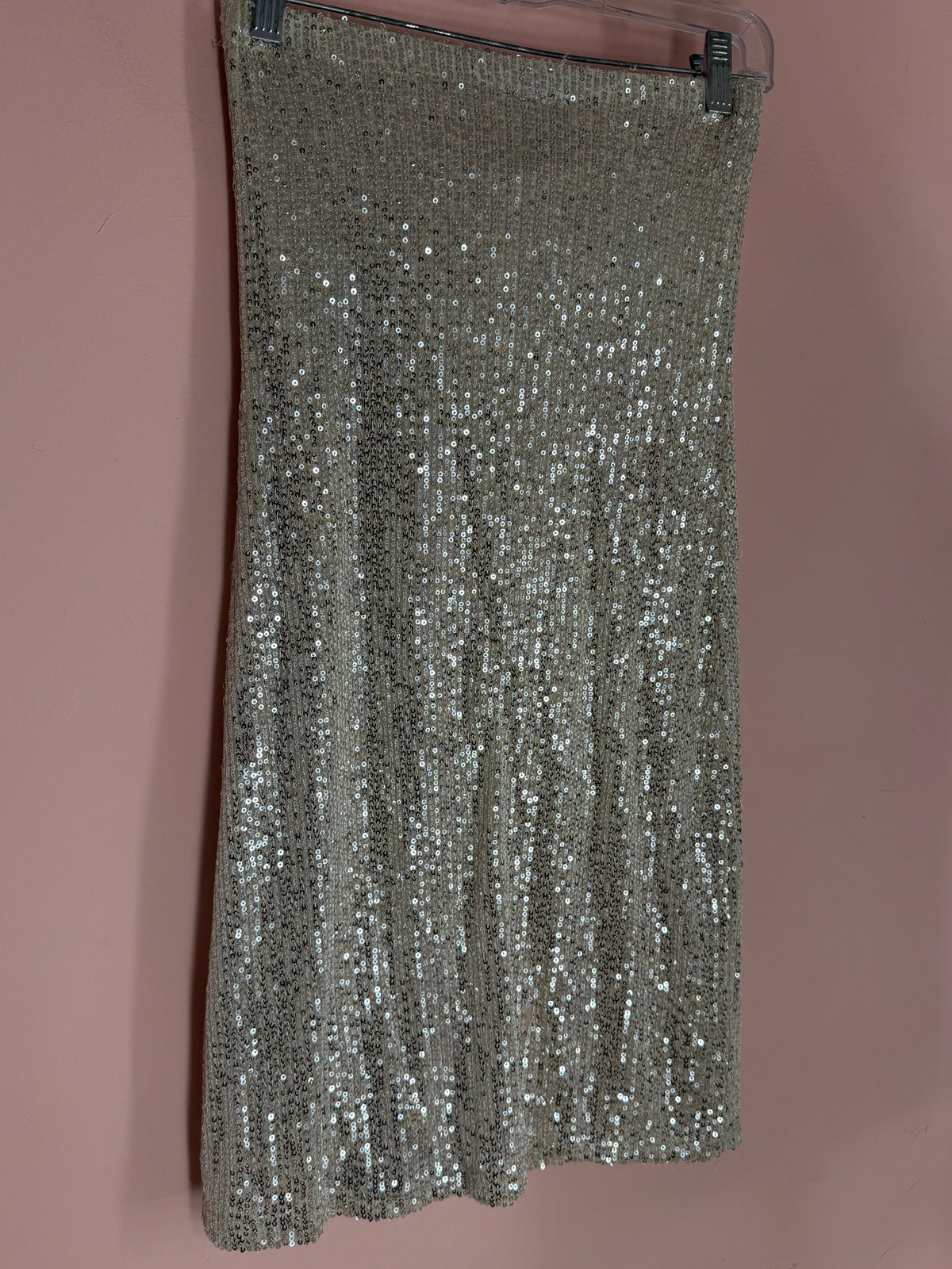 Mittoshop silver sequin strapless bow dress, back view