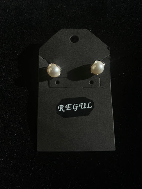 Natural Pearl Sterling Silver Stud Earrings - Regul Silver