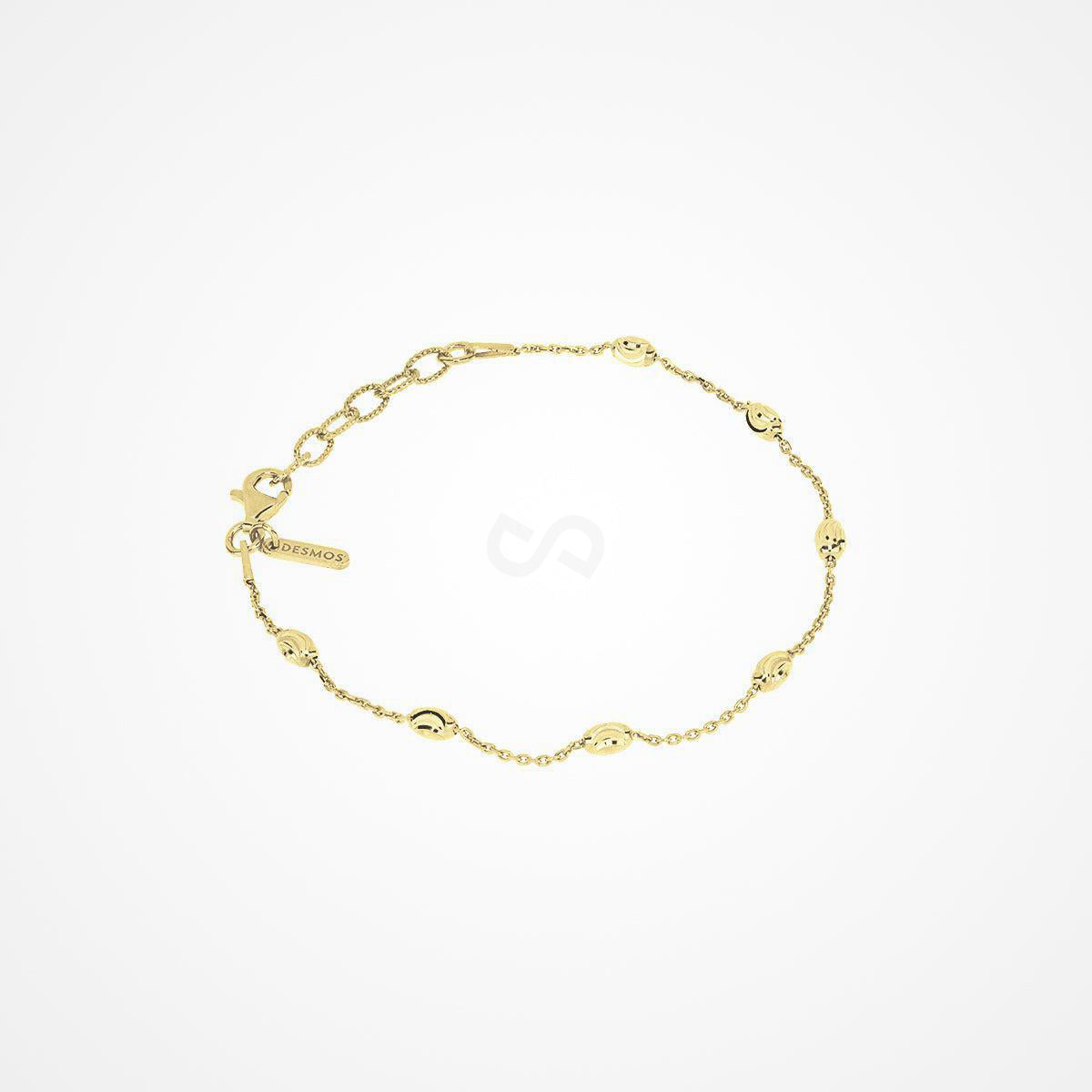 Station Moon bracelet in sterling silver with 18K gold plate, moon beads spaced along a fine chain