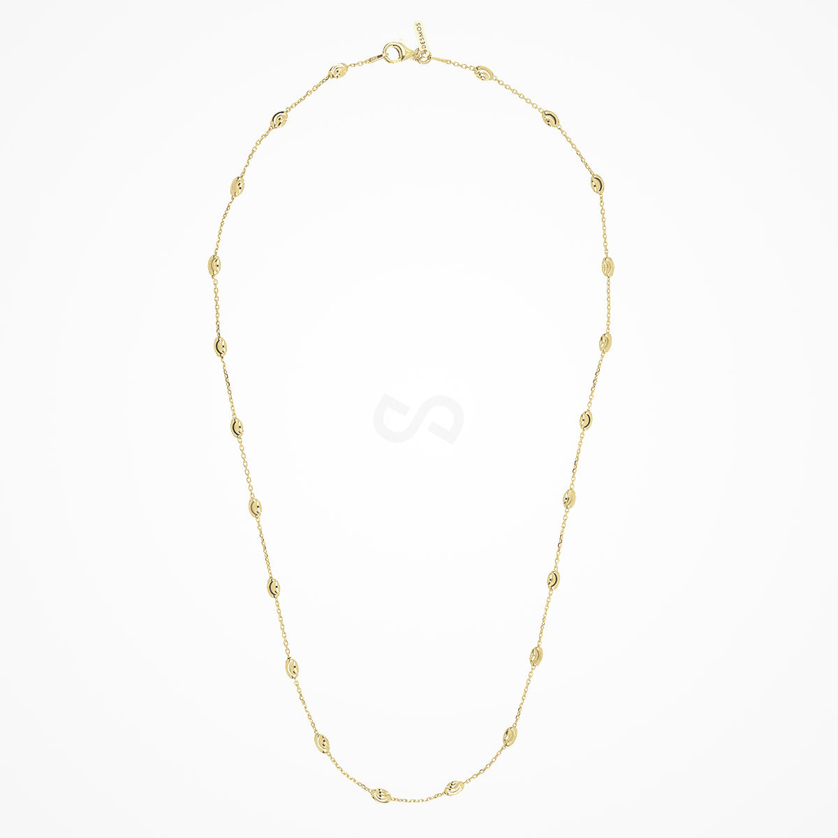 Station Moon necklace in sterling silver with 18K gold plate, moon beads on a fine chain