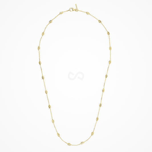 Station Moon necklace in sterling silver with 18K gold plate, moon beads on a fine chain
