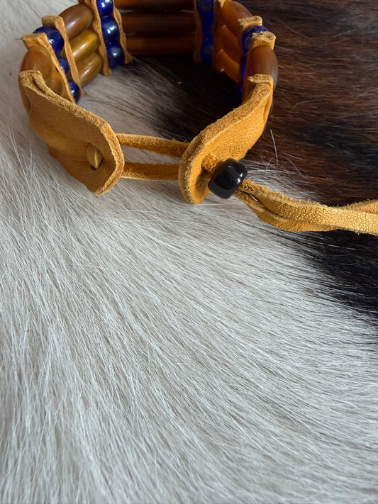 Back view of amber Bone Hairpipe Bracelet - Southwest by Design