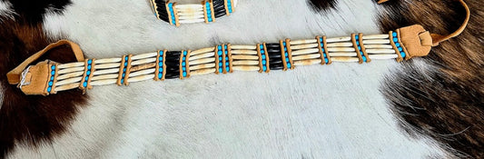 Front view of white and Black Bone Hairpipe Choker Necklace - Southwest by Design