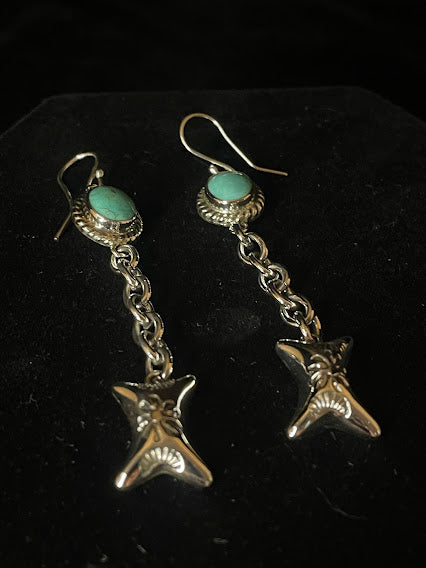 Detail view of handcrafted Genuine Turquoise and Sterling Silver Necklace, Bracelet, Earrings, and Ring Set