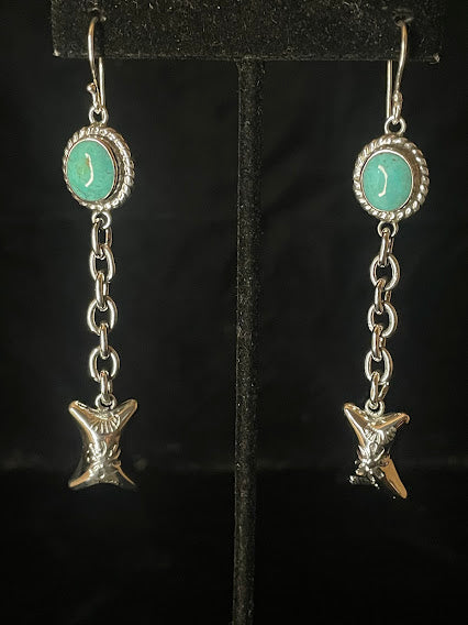 Close-up view of handcrafted Genuine Turquoise and Sterling Silver Necklace, Bracelet, Earrings, and Ring Set