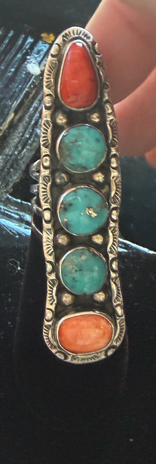 Front view of turquoise Ring, Sterling Silver, Tyrone, Solitaire