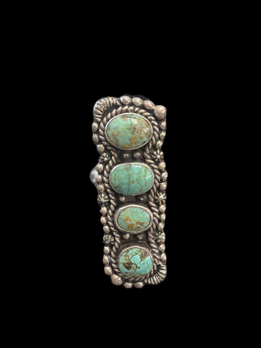 Front view of turquoise Ring, Sterling Silver, Tyrone, Size 6.5