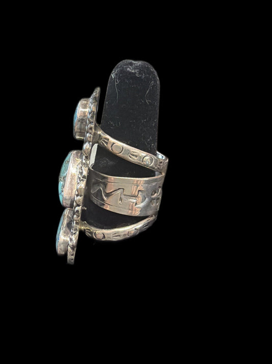 Back view of turquoise Ring, Sterling Silver, Nacozari, Size 7.5