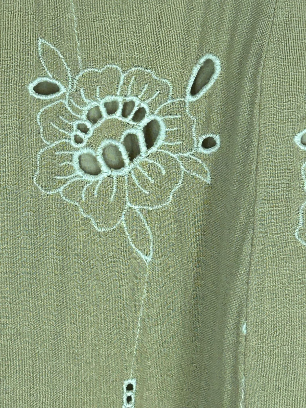 Detail view of eyelet Dress for Women, Sage Green Embroidered, Universal Thread