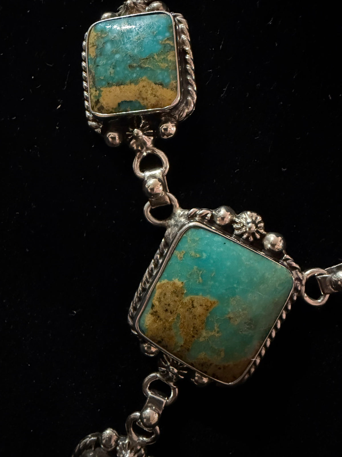 Turquoise Lariat Necklace 100g - turquoise stone close-up - Regul Silver
