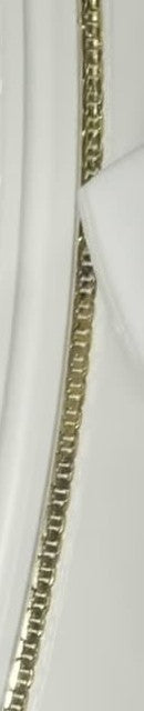 DESMOS wide box link bracelet in 18k gold-plated sterling silver, photographed in the DESMOS case at Regul Silver