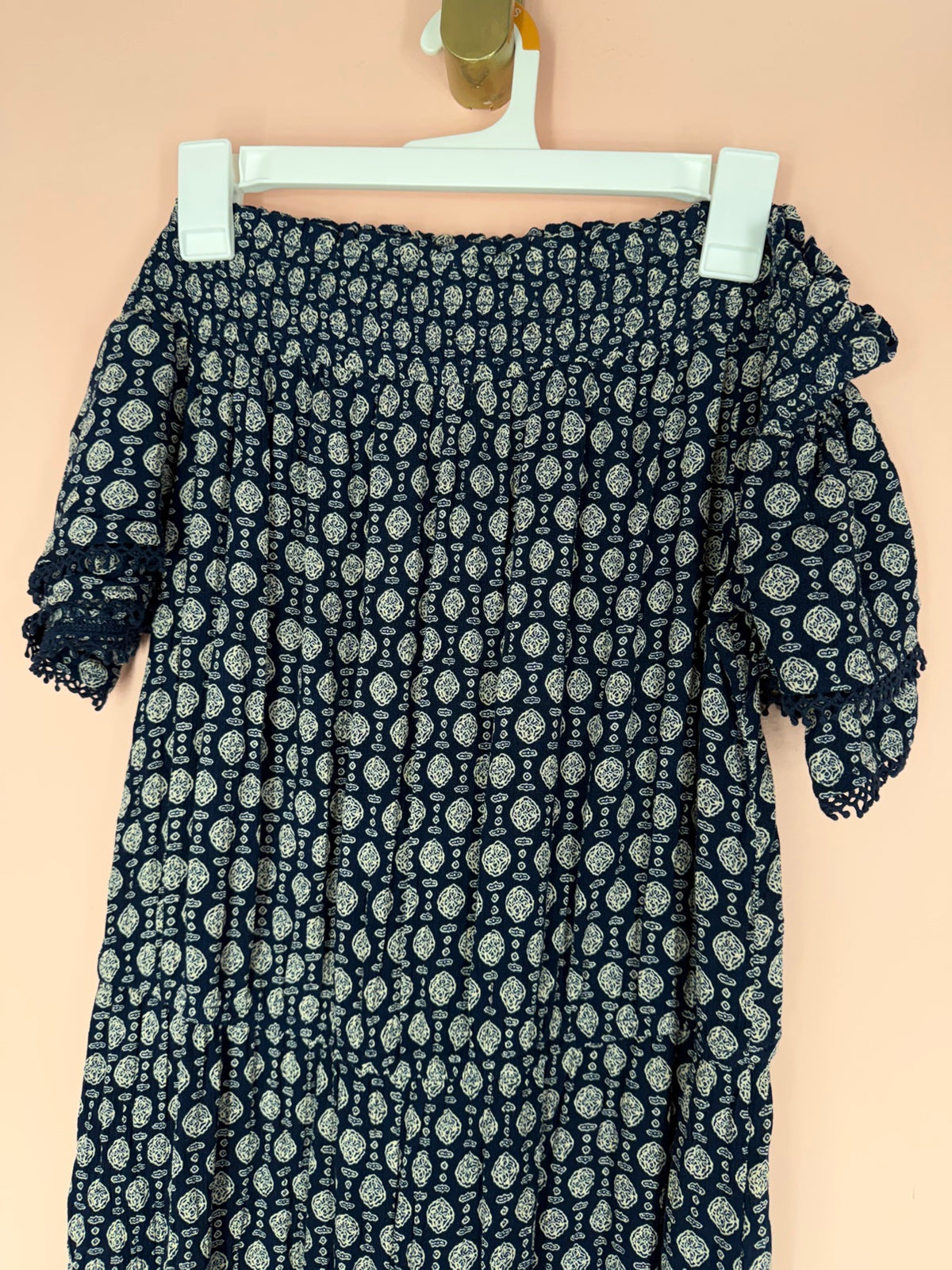 Xhilaration Navy Medallion Print Maxi Dress, Size L - full length second angle
