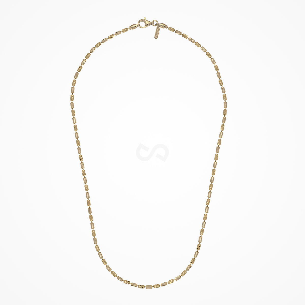 DESMOS beaded barrel chain necklace in sterling silver with 18K gold plate, 16 inch, view 1