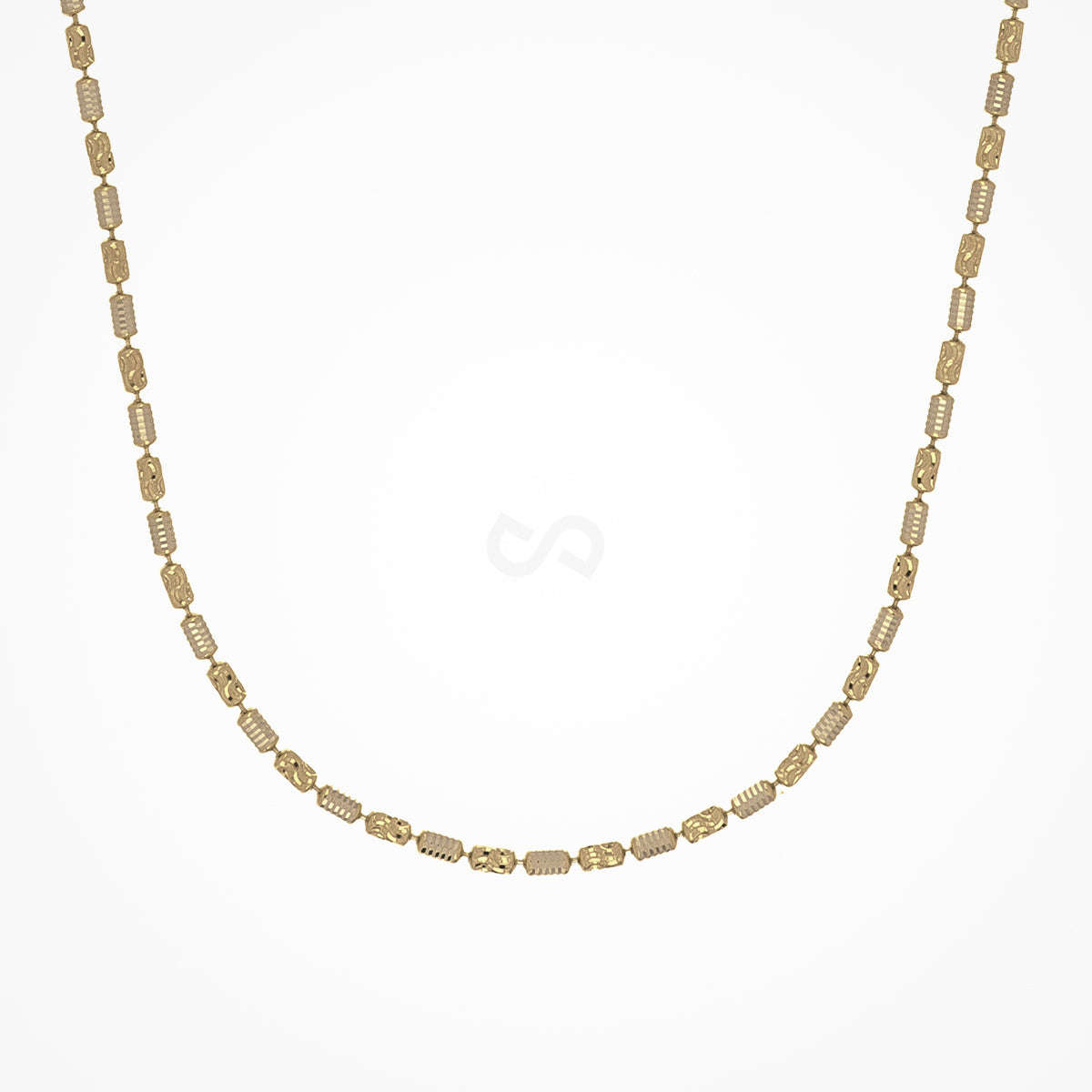 DESMOS beaded barrel chain necklace in sterling silver with 18K gold plate, 16 inch, view 3