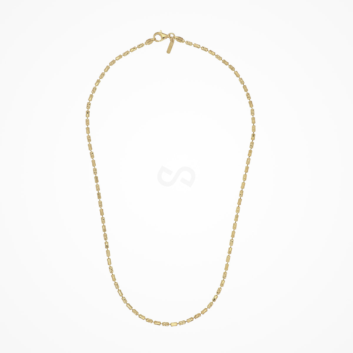 DESMOS beaded barrel chain necklace in sterling silver with 18K gold plate, 30 inch, view 1