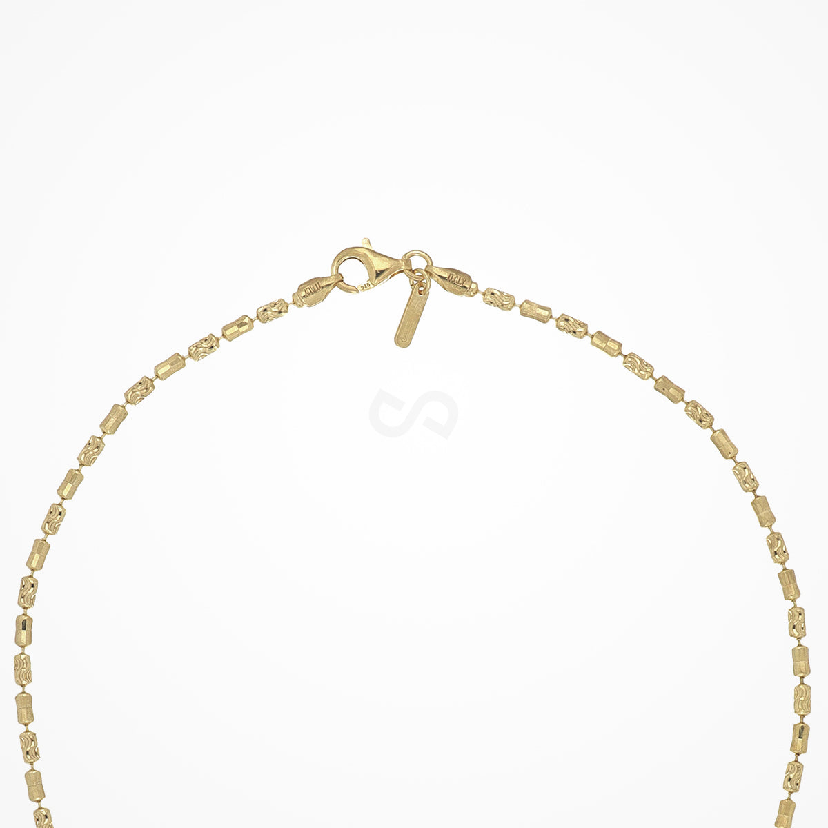 DESMOS beaded barrel chain necklace in sterling silver with 18K gold plate, 30 inch, view 2