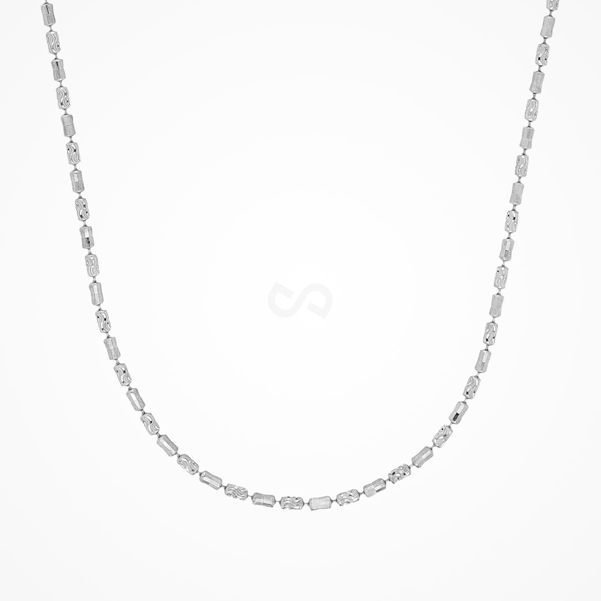 DESMOS beaded barrel chain necklace in sterling silver with rhodium plate, 30 inch, view 3