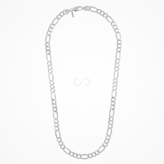 DESMOS figaro chain necklace in sterling silver with rhodium plate, full length view